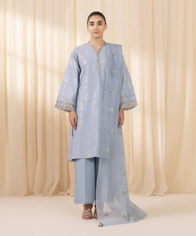 3 Piece - Embroidered Jacquard Suit