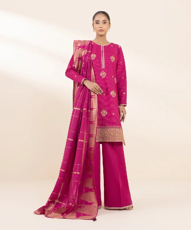 3 Piece - Embroidered Zari Khaddar Suit