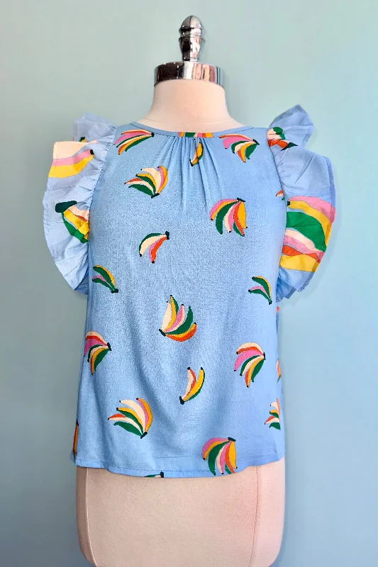 Ruffle Sleeve Rainbow Banana Top by Compania Fantastica