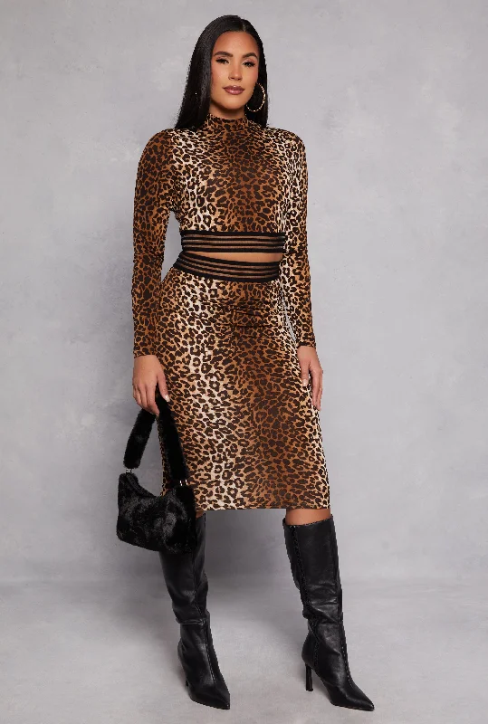 Iris Leopard Print Midi Skirt