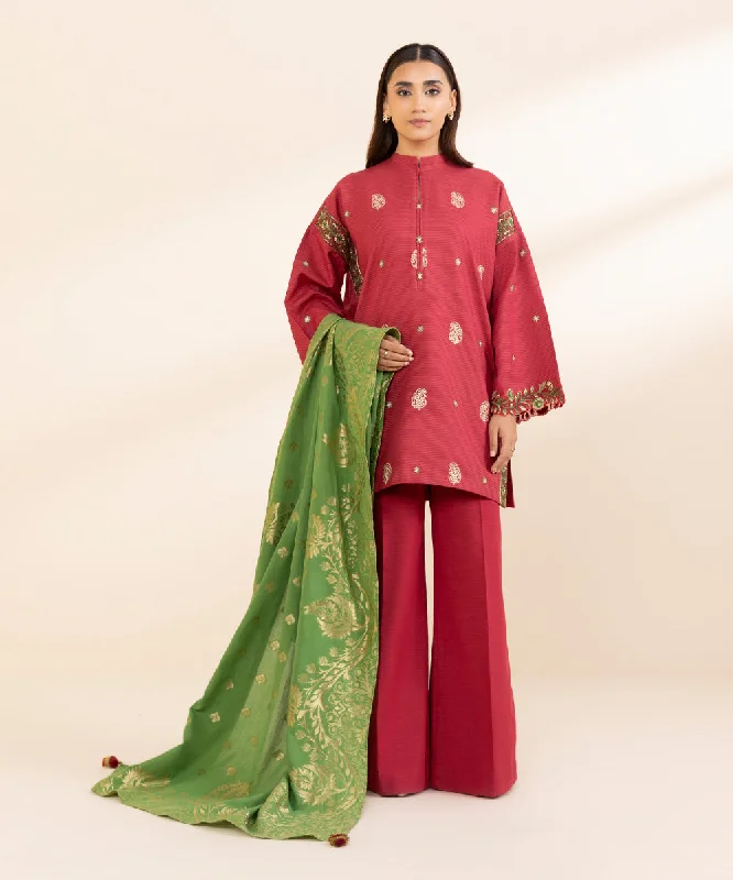 3 Piece - Embroidered Zari Khaddar Suit