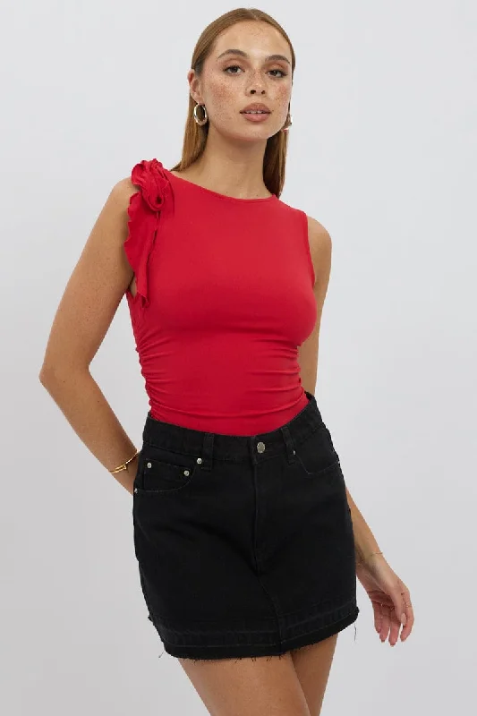 Red Ruffle Top Supersoft