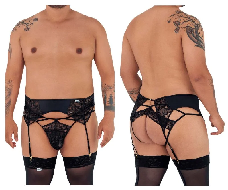 JCSTK - CandyMan 99550X Lace Garter-Jockstrap Black Plus Sizes