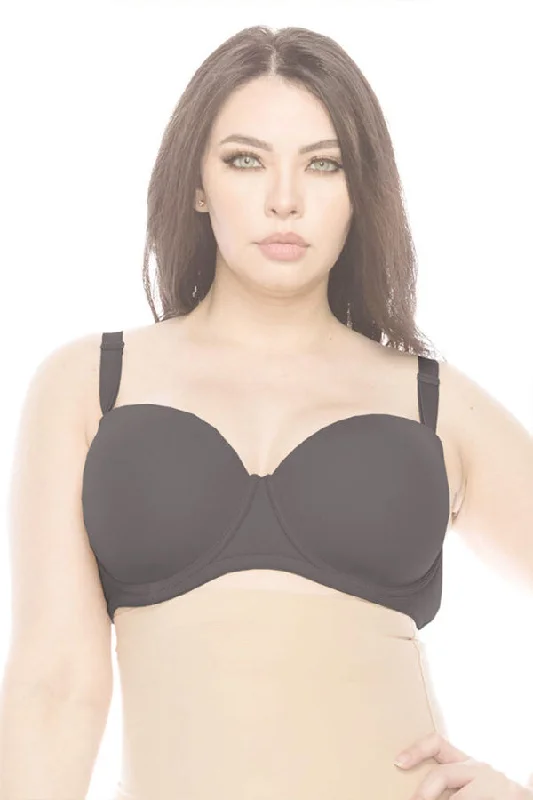 Black Strapless Demi Bra