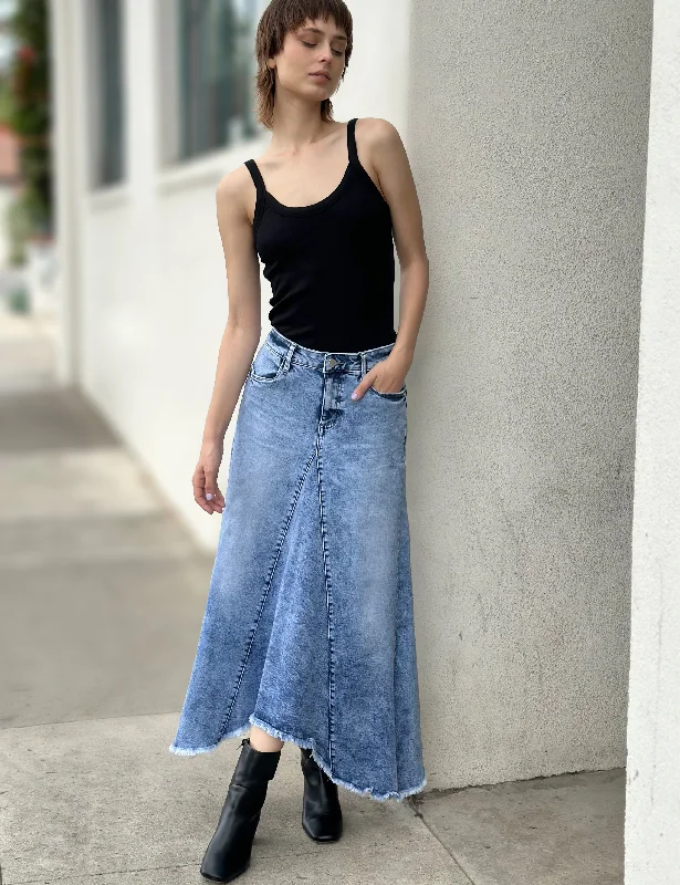 Selma Pieced Denim Maxi Skirt