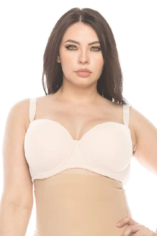 Plus Size White Color Strapless Demi Bra