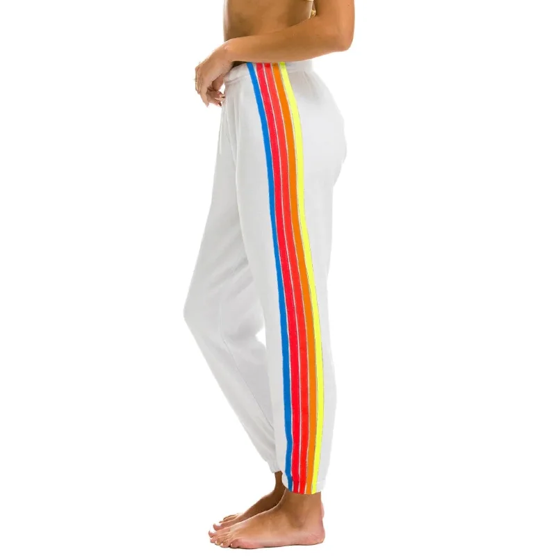 5 Stripe Sweatpants White/Neon