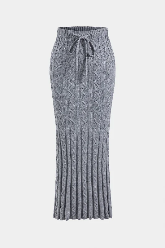 Knit Drawstring Tie-Up Skirt