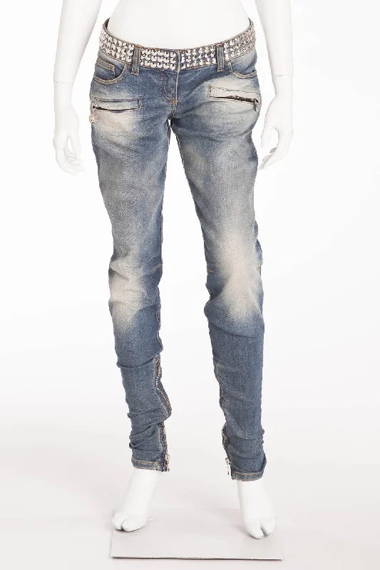 Balmain - New with Tags Light Blue Jeans with Studs - FR 40