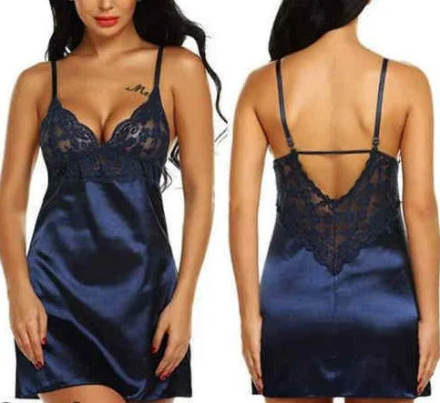 Satin Silk Lace Plunge Slip Dress