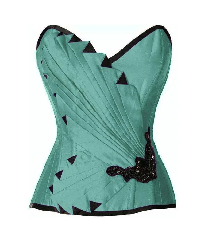 Cornelius Sea Green Satin/Taffeta Embroidered Overbust Corset