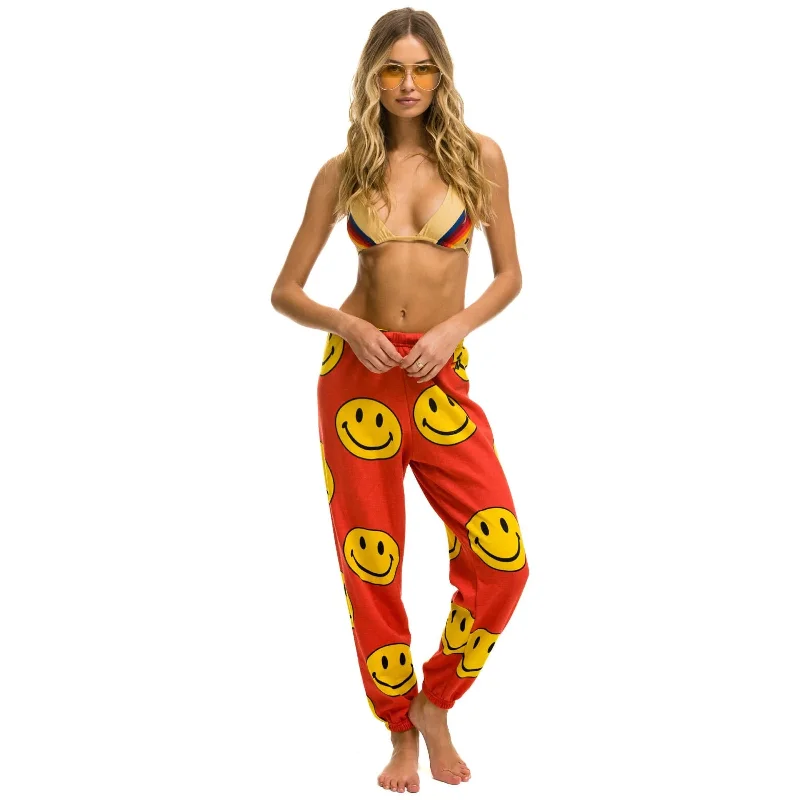 All Over Smiley Sweatpants Red