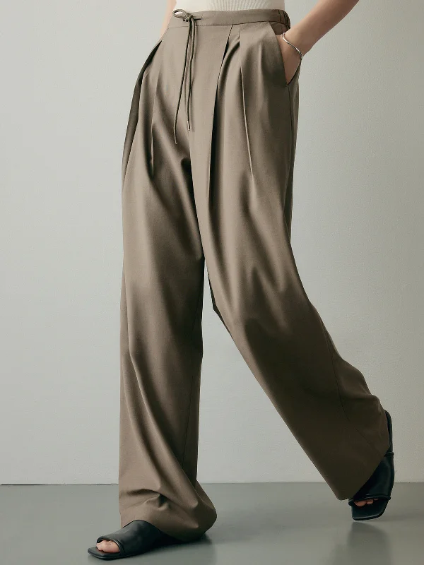 BerryBetty - Always Neutral Pleat Wide Leg Pants