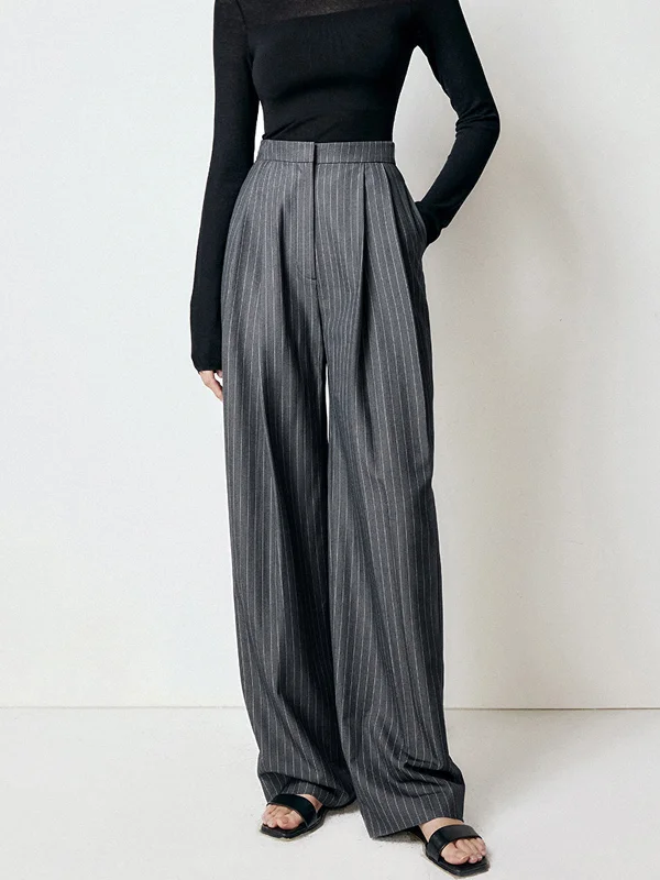 BerryBetty - First Choice Pinstripe Wide Leg Dress Pants