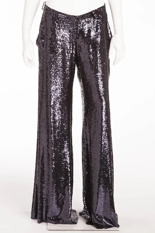 Balmain - New with Tags Blue Sequin Wide Leg Pants - FR 40