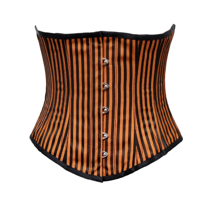 Hoy Orange Black Brocade Underbust Corset