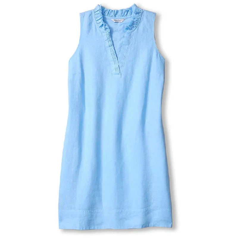 Tommy Bahama Women's Two Palms Double Ruffle Linen Dress - Light Sky