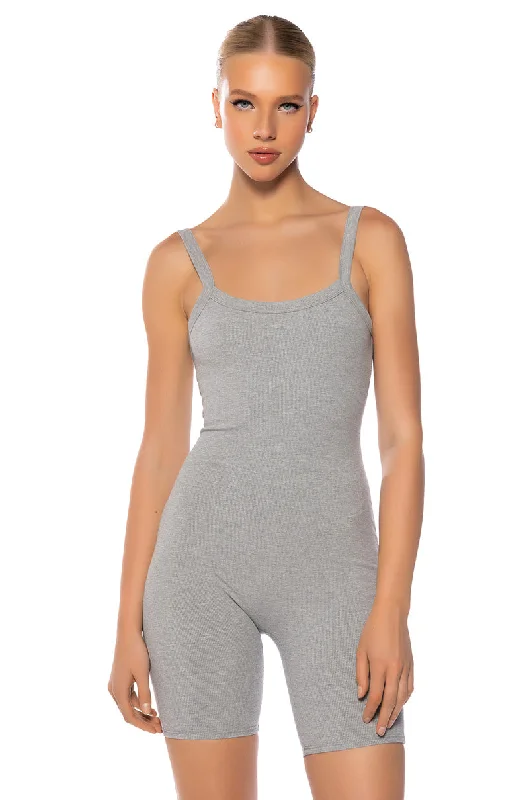 JENNA CLASSIC SCOOP BACK ROMPER IN GREY