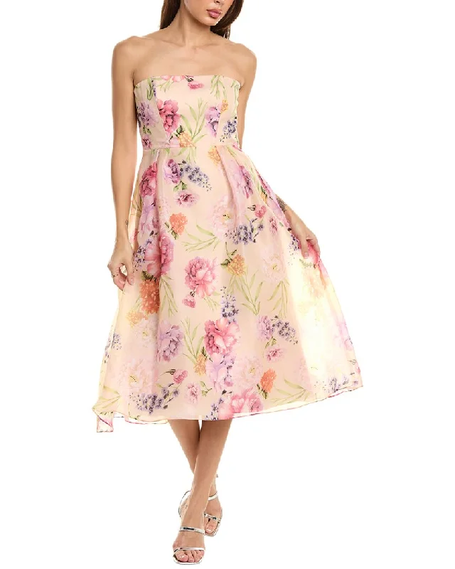 Alfred Sung Strapless Midi Dress