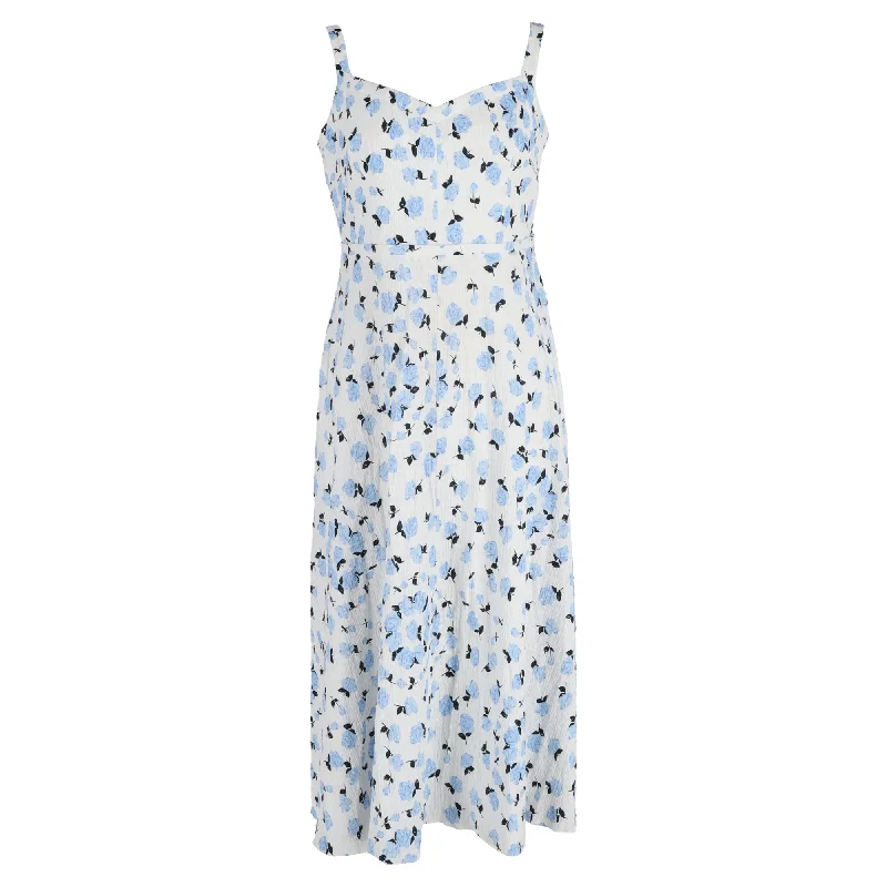 Emilia Wickstead Dena Floral-Print Midi Dress in White Cotton