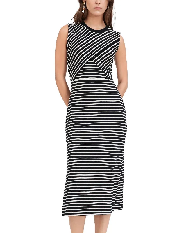 Hayden Midi Dress In Black, Cream