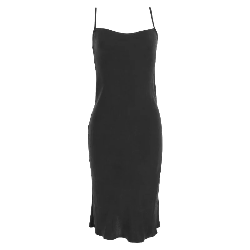 Joseph Square Neck Midi Dress in Black Silk