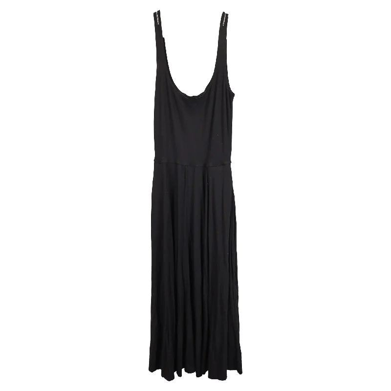 Reformation Jeans Midi Scoop Neck Sleeveless Dress in Black Cotton