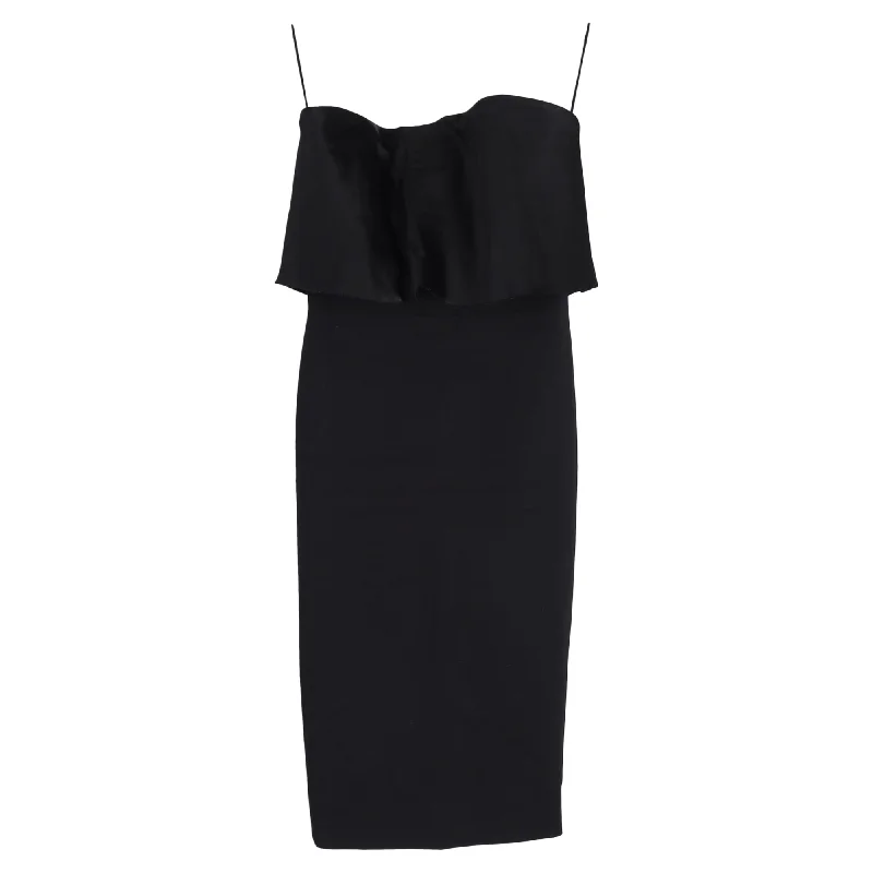 Victoria Beckham Strapless Midi Dress in Black Polyester