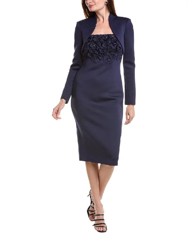 Badgley Mischka Overlay Jacket Sheath Dress