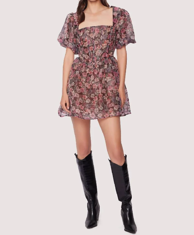 Botanique Mini Dress In Black Floral