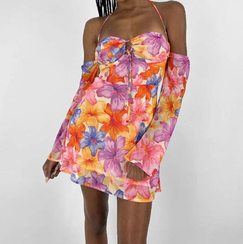 Citrus Crush Printed Mini Dress In Orange