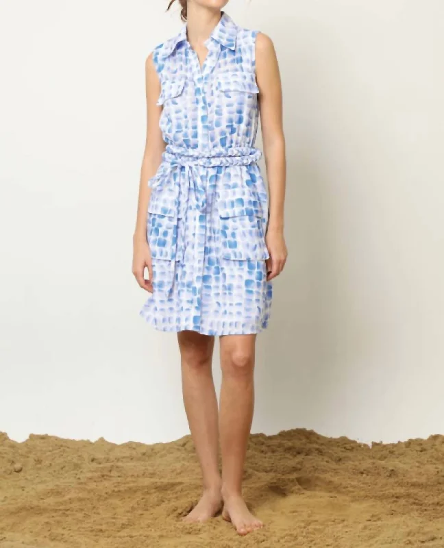 Colette Mini Dress In Blue Tiles