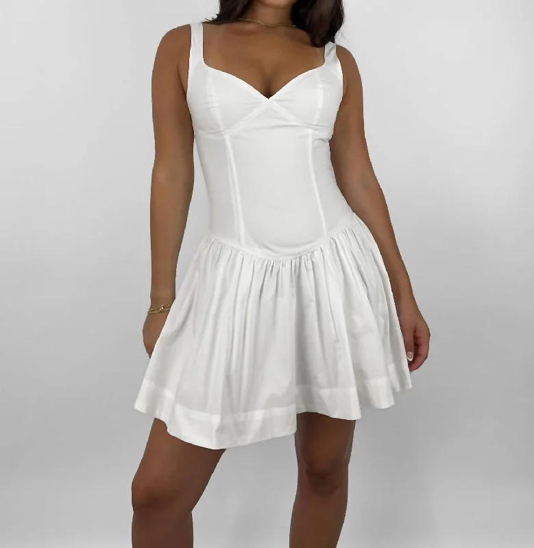 Corset Drop Waist Mini Dress In Ivory