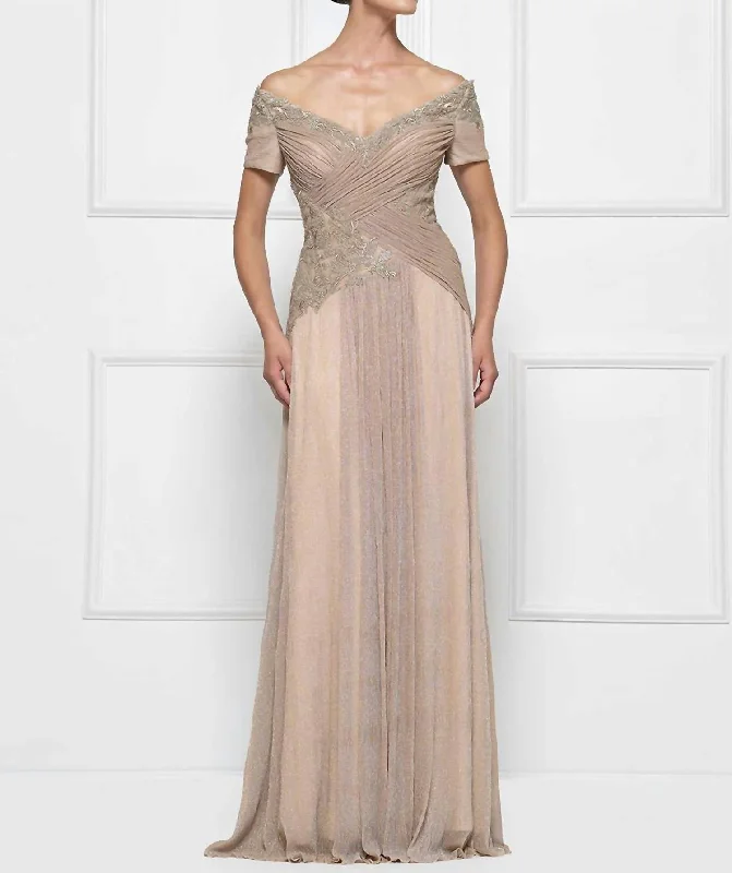 Grecian Drape Gown In Gold