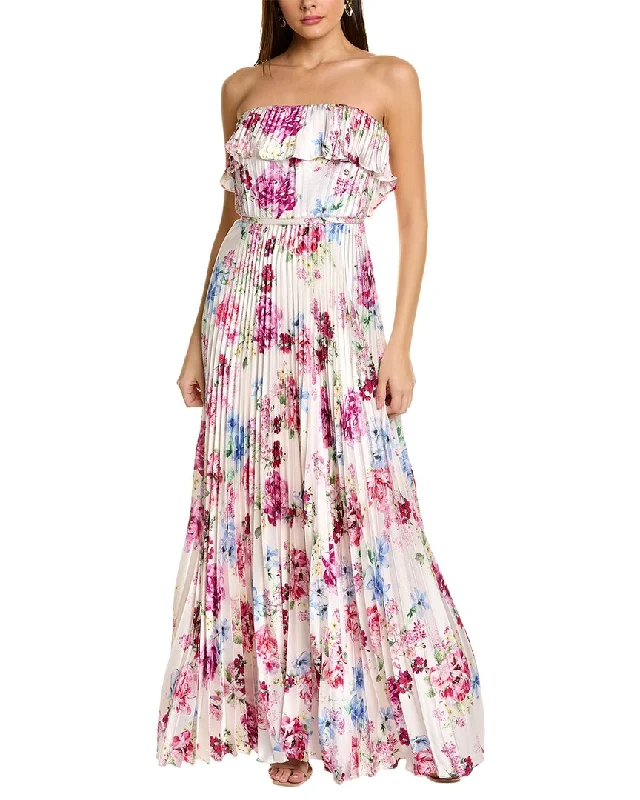 ML Monique Lhuillier Strapless Satin Gown