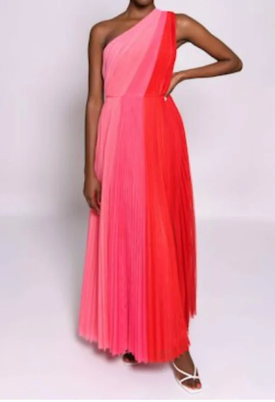 Tarina Colorblock Gown In Pink