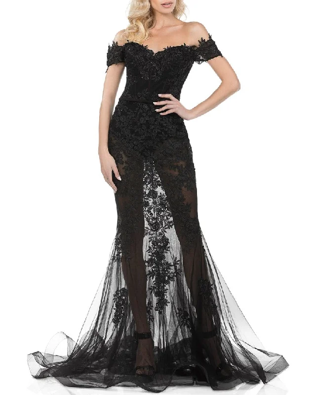 TERANI Sheer Mermaid Evening Gown