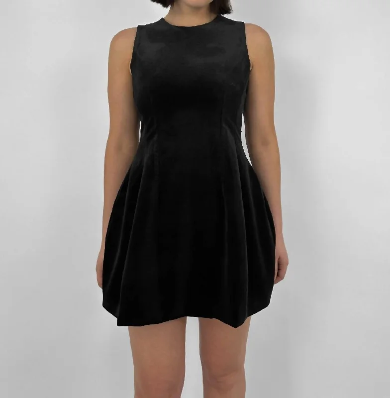 Velvet Peplum Mini Dress In Black