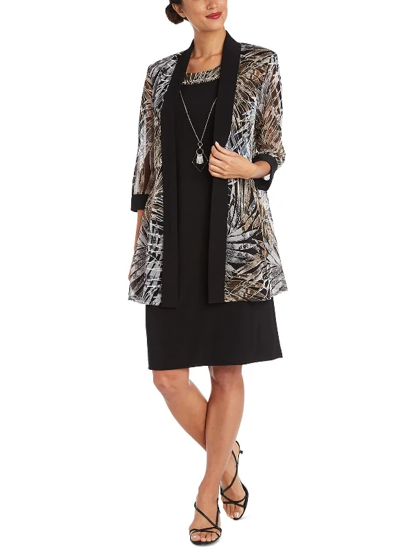 Womens Printed Jacket Two Piece Dress