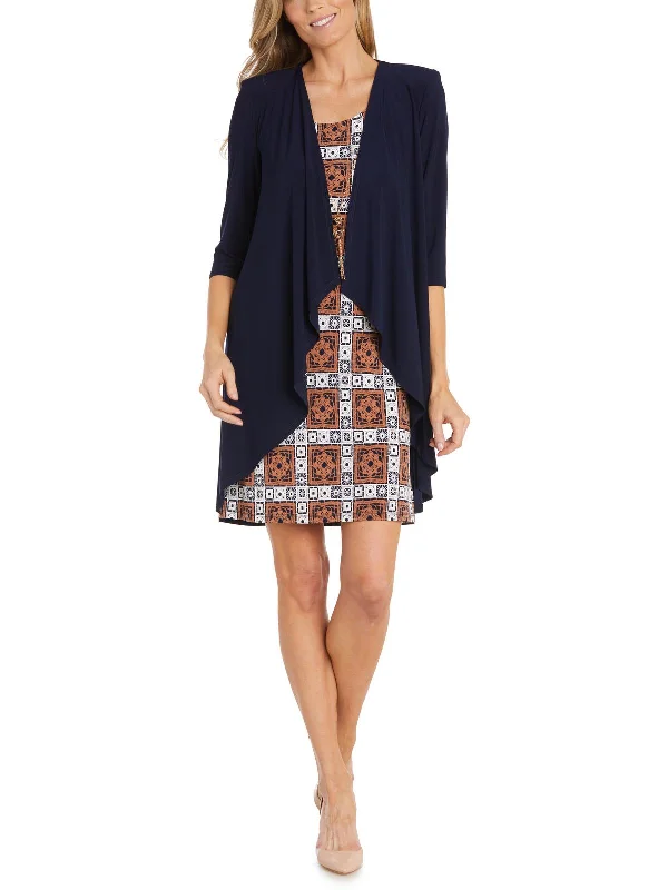 Womens Printed Jacket Two Piece Dress