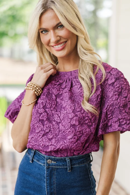 It's Your Love Plum Purple Textured Blouse