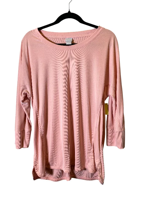 Top 3/4 Sleeve By Chicos In Pink, Size: L