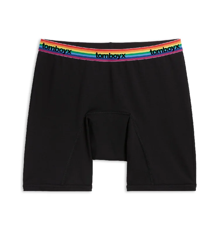 First Line Period 9" Boxer Briefs - Black Rainbow Logo