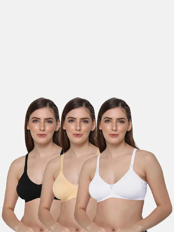 Intimacy Feeding Bra Combo Pack – Soft Cotton, Sweat-Absorbent, Adjustable Straps, Everyday Comfort