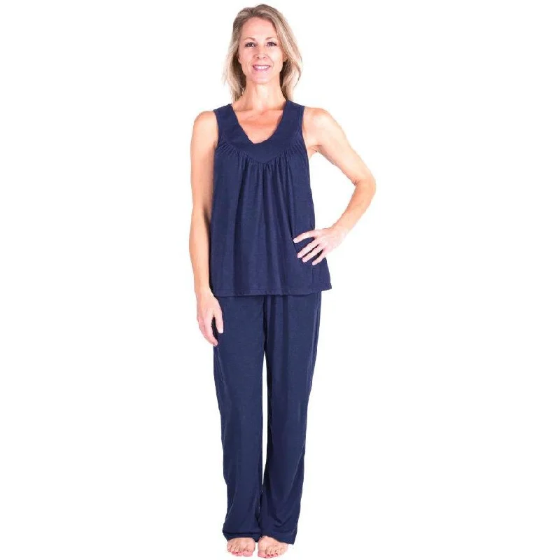 Women's Moisture Wicking Gathered Tank Drawstring Pant Pajama Set