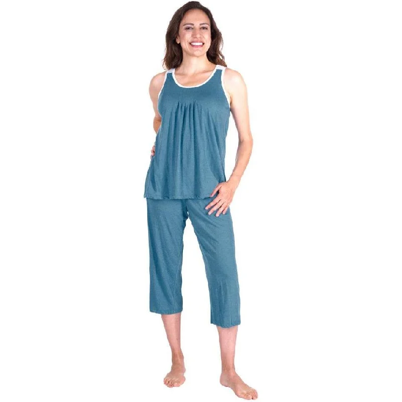 Women's Moisture Wicking Pleated Tank Capri Set