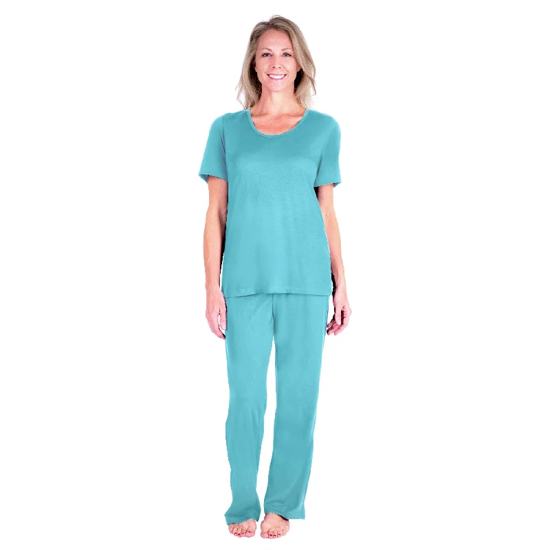 Women's Moisture Wicking Scoop Neck Drawstring Pant Pajama Set