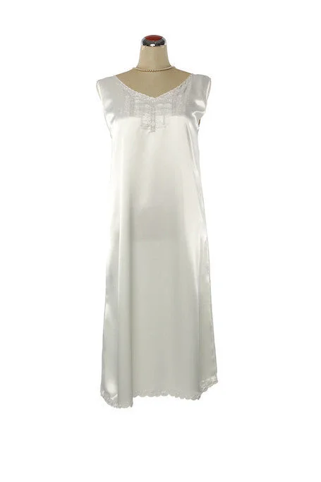 Silk Satin Fleur Nightdress - Winter White