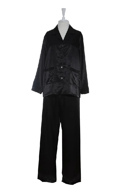 Silk Satin Pyjamas - Black