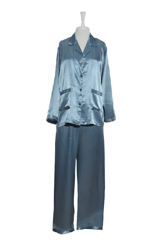 Silk Satin Pyjamas - Blue